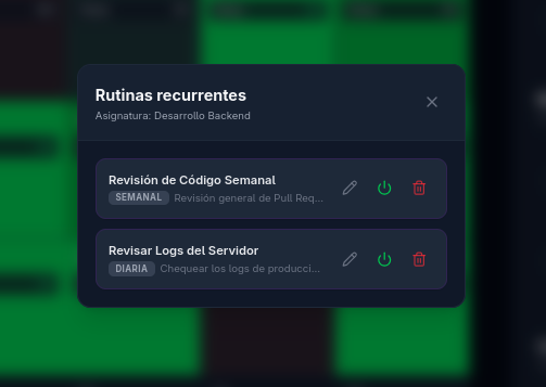 Rutinas Recurrentes Oscuro